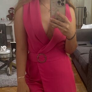 Zara Pink Jumpsuit with Structured Design XS